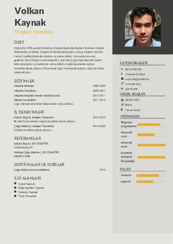 Müşteri Temsilcisi CV Örnekleri cv indir